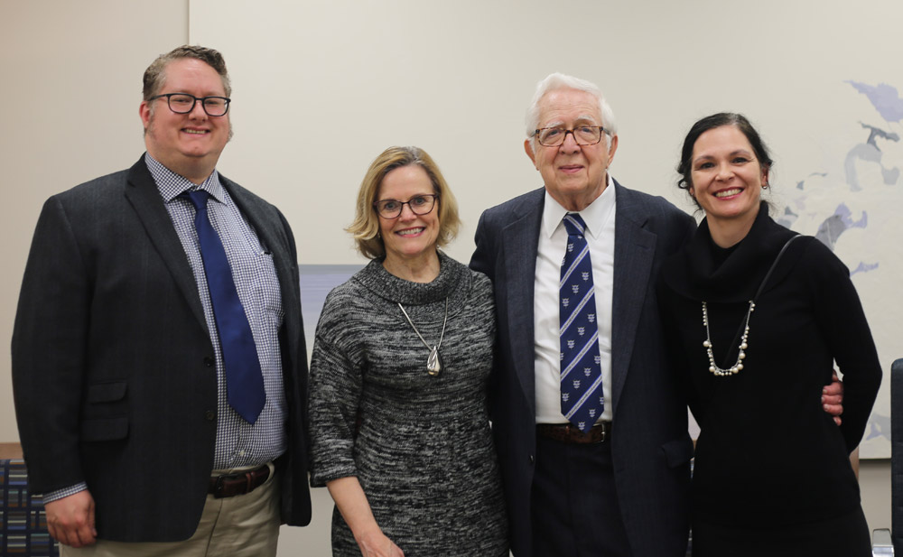 From left: Dr. Matthew Brown, director of the Center for Values in Medicine, Science, and Technology; Kathy Stone and Dr. Marvin Stone; and Dr. Magdalena Grohman, associate director of the Center for Values.